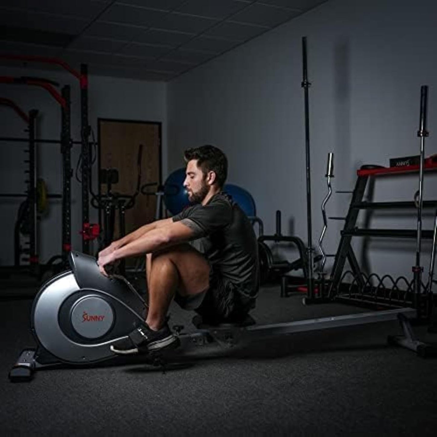 Sunny Health & Fitness Foldable Rowing Machine for Home - Full-Body Low-Impact Workout, Quiet Operation & Free SunnyFit App