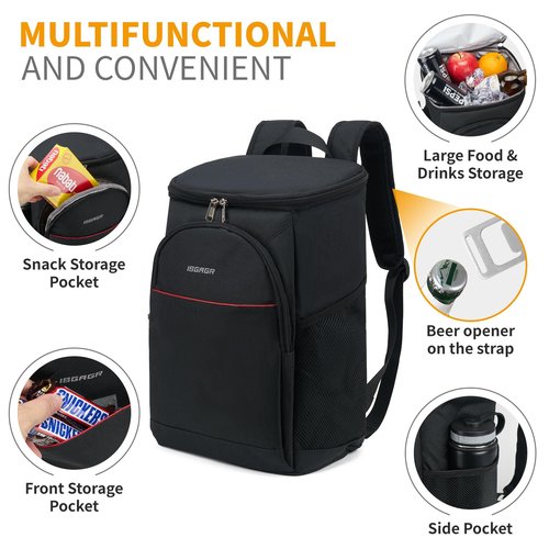 Backpack Cooler Insulated Leak Proof 26/39 Cans,Waterproof Collapsible Cooler Backpack for Men Women Lunch Box,Portable Soft Lightweight Bag Beach Essentials Camping Hiking Picnic Travel,Black