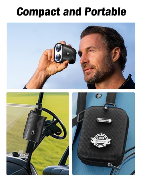 Range Finder Golf Rangefinder with Slope - 1200 Yards Laser Range Finder with Flag Lock, Vibration, 7X Magnification, Rechargeable with Magnetic Mount – Ideal Golf Accessories for Golfers & Hunting