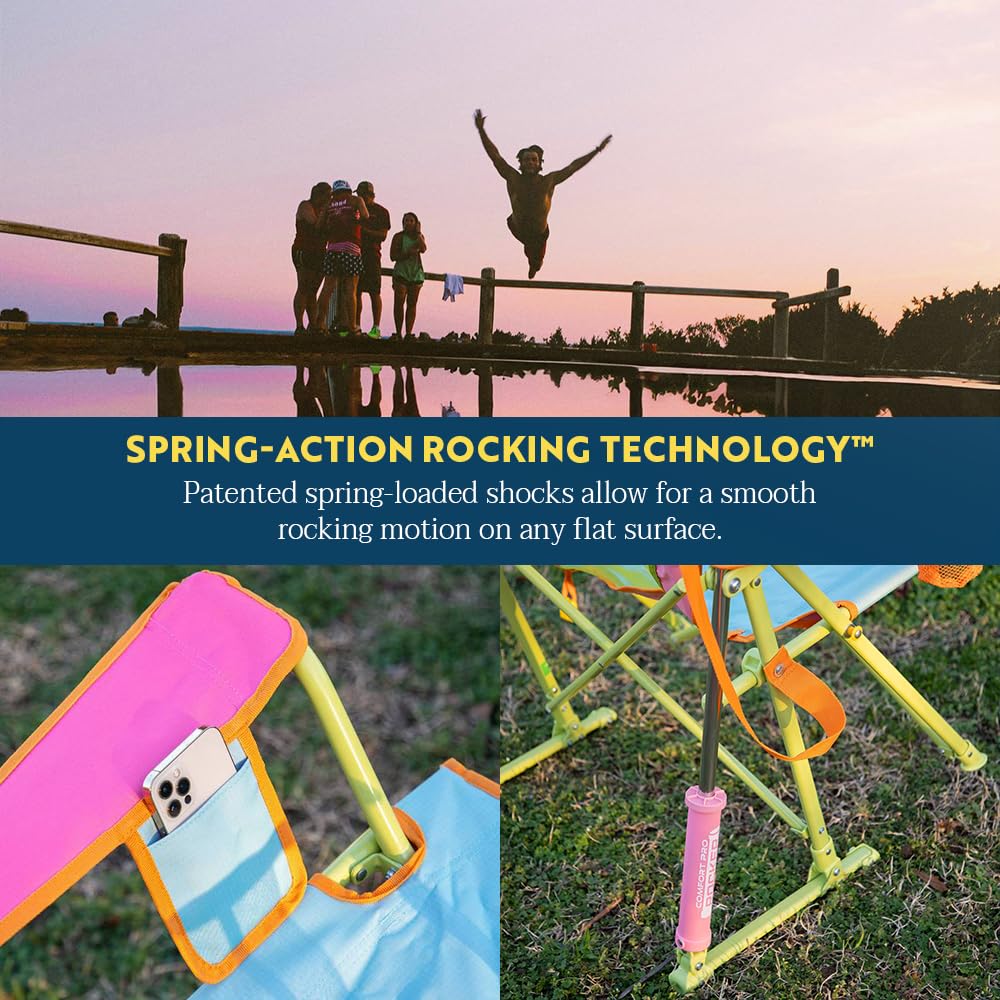 GCI Outdoor Comfort Pro Rocker Camping Chair | Portable Folding Rocking Chair with Durable Armrests & Drink Holder — Sweet Tea