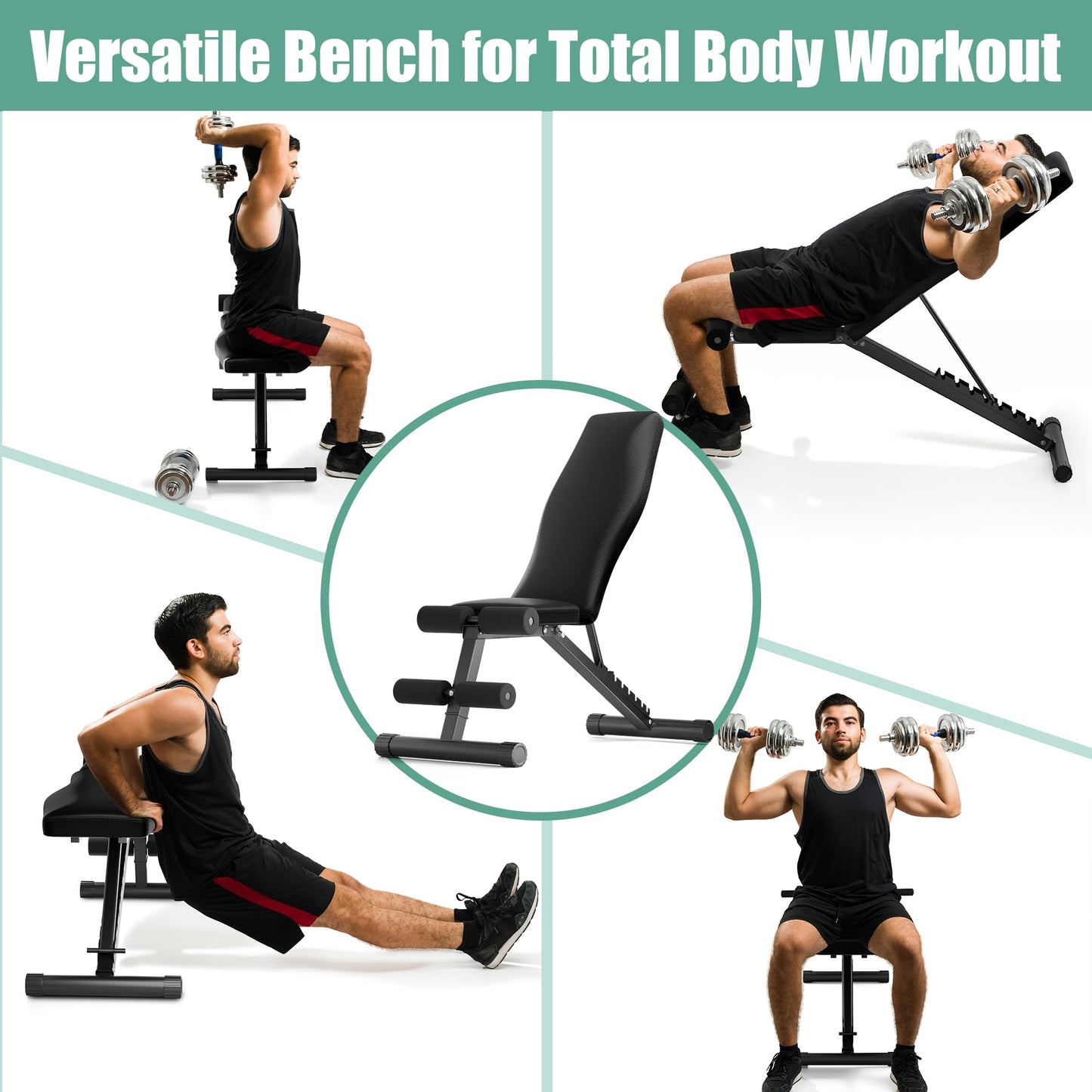 Adjustable Weight Bench for Home Gym Olympic Workout Bench with 700 LB Capacity Dumbbell Exercise Incline/Decline Bench for Strength Training and Full Body Workout