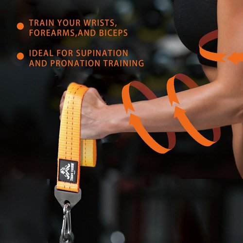 WRIST FIGHT Heavy-Duty Arm Wrestling Training Strap for Pronation Strength with Stainless Steel Buckle and Carabiner – Wrist and Grip Strengthener (Orange)