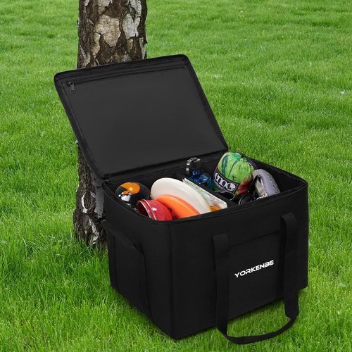 Yorkenbe 35L Camping Organizer, 1680D Heavy Duty Waterproof Camping Storage for Cooking Utensils and Cookware, with Hard Bottom and Zippered Lid for RV, Hiking