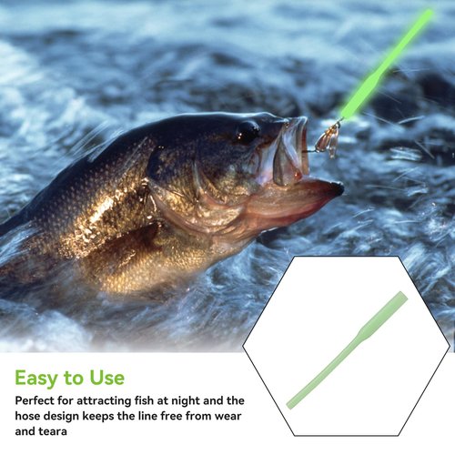 HERCHR 30Pcs 3.3in Night Fishing Glow Crimp Protectors Deep Drop Rigs Fishing Glow Beads Glow Fishing Tubes Fishing Line Crimps Fishing Glow Sleeves Fishing Rig Glow Fishing Line Glow Sleeve