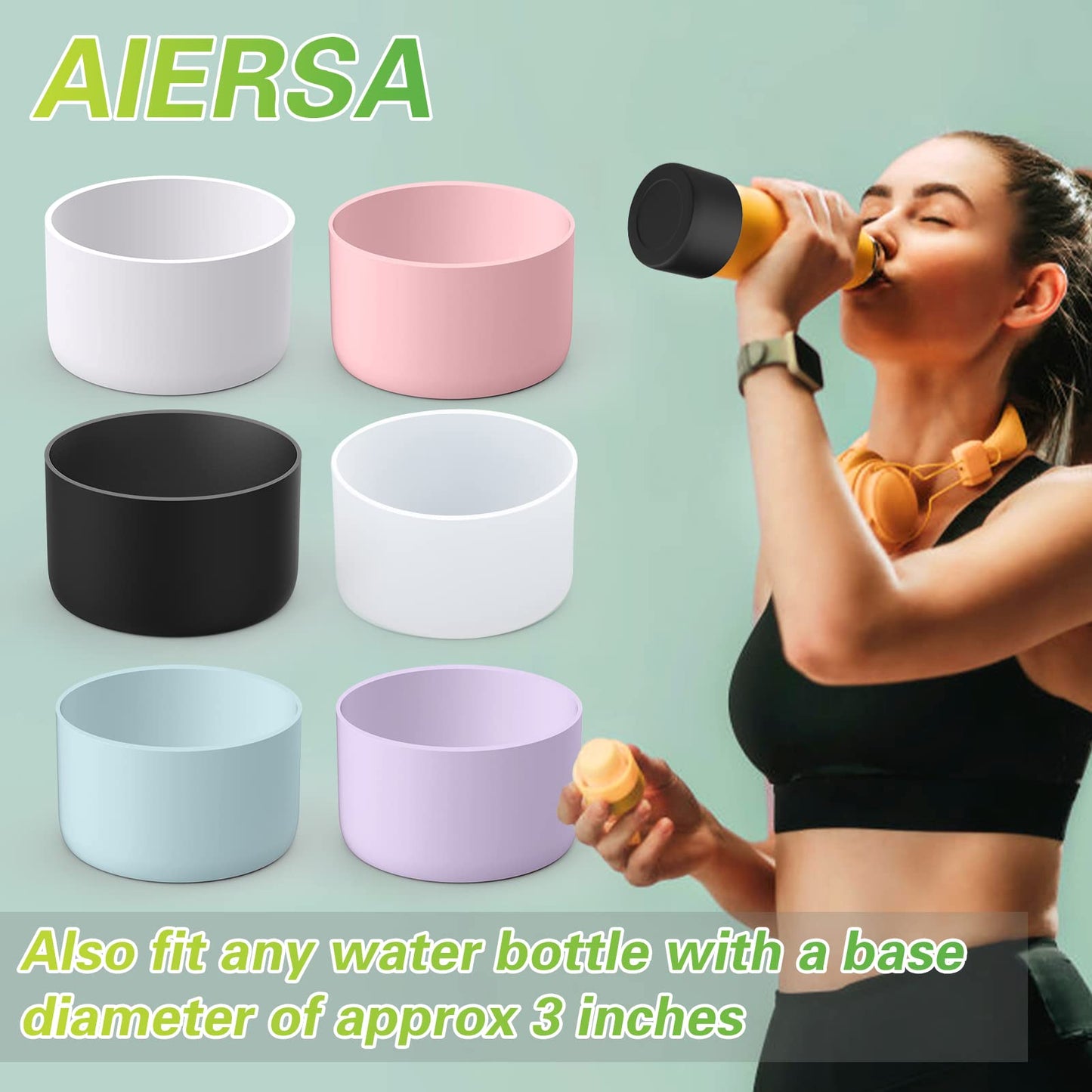 AIERSA 2Pcs Silicone Suitable Boot for Simple Trek 40 oz Tumbler with Handle, Protective Water Bottle Bottom Sleeve Cover, Tumbler Accessories, Black