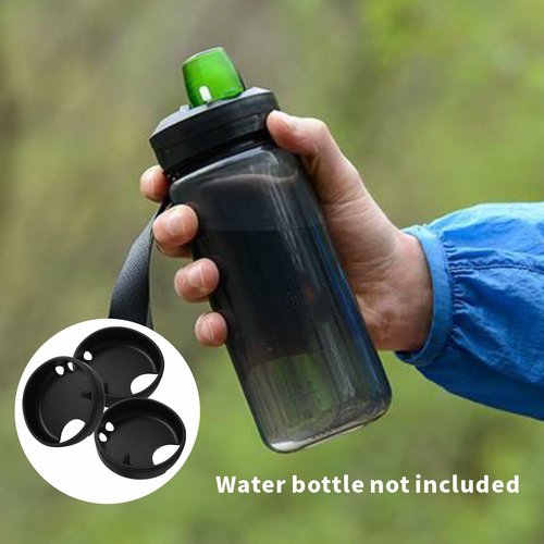 XFVFXZZ 3pcs Silicone Splash Guard for Nalgene 32 oz Wide Mouth Lid, with Drinking Spout and Ventilation Holes. Fits 53mm Water Bottle Mouth, Food-Grade and BPA-Free Silicone (Black)