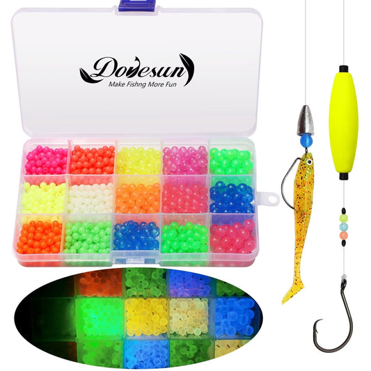 Dovesun Fishing Beads Fishing Line Beads Glow in Dark Fishing Beads for Saltwater Colorful Floating Beads for Fishing Rigs Fishing Bait Eggs 12 Colors B-5mm6mm8mm/0.2in0.24in0.32in(1035pcs)