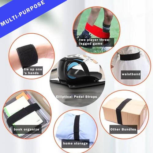 Elliptical Foot Pedal Straps, 2 PCS Universal Adjustable Under Desk Leg Ellipse Exerciser Row Machine Accessories, Enhances Stability and Workout Efficiency