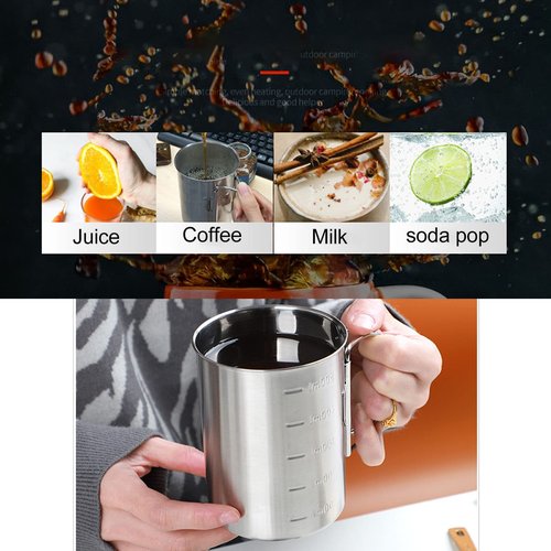 Tomotato Camping Cup with Lid, 12oz Stainless Steel Water Cup Mug with Foldable Handles and Lid, Portable Backpacking Mugs for Outdoor Camping Hiking(350ml)