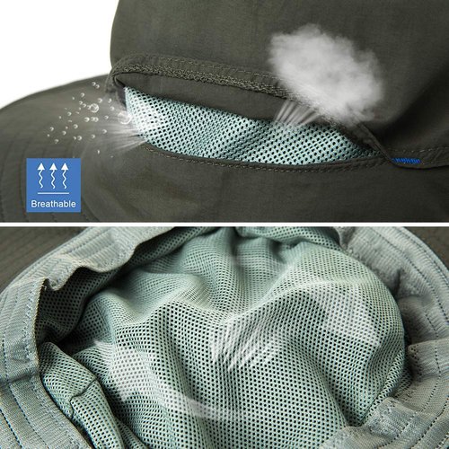 Comhats Net Fly Fishing Hat Summer Sun UV Exploring Men Nylon Bucket Hiking Boating Gardening Veil Hats Army Green X-Large XX-Large XL XXL
