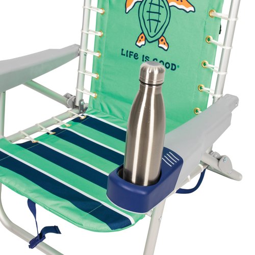 Life is Good 4-Position Lace-up Backpack Beach Chair with Pillow, Cup and Phone Holder, Spearmint Green