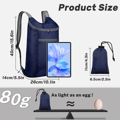 WisePoint Hiking Backpack, Water-repellent Outdoor Backpack Camping Backpack for Men Women, Hiking Daypack Foldable Backpack (blue)