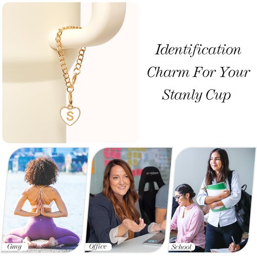 ChicMart Initial Name ID Personalized Handle Charm for Stanley Cup, 2PCS Metal Charm Accessories(S)