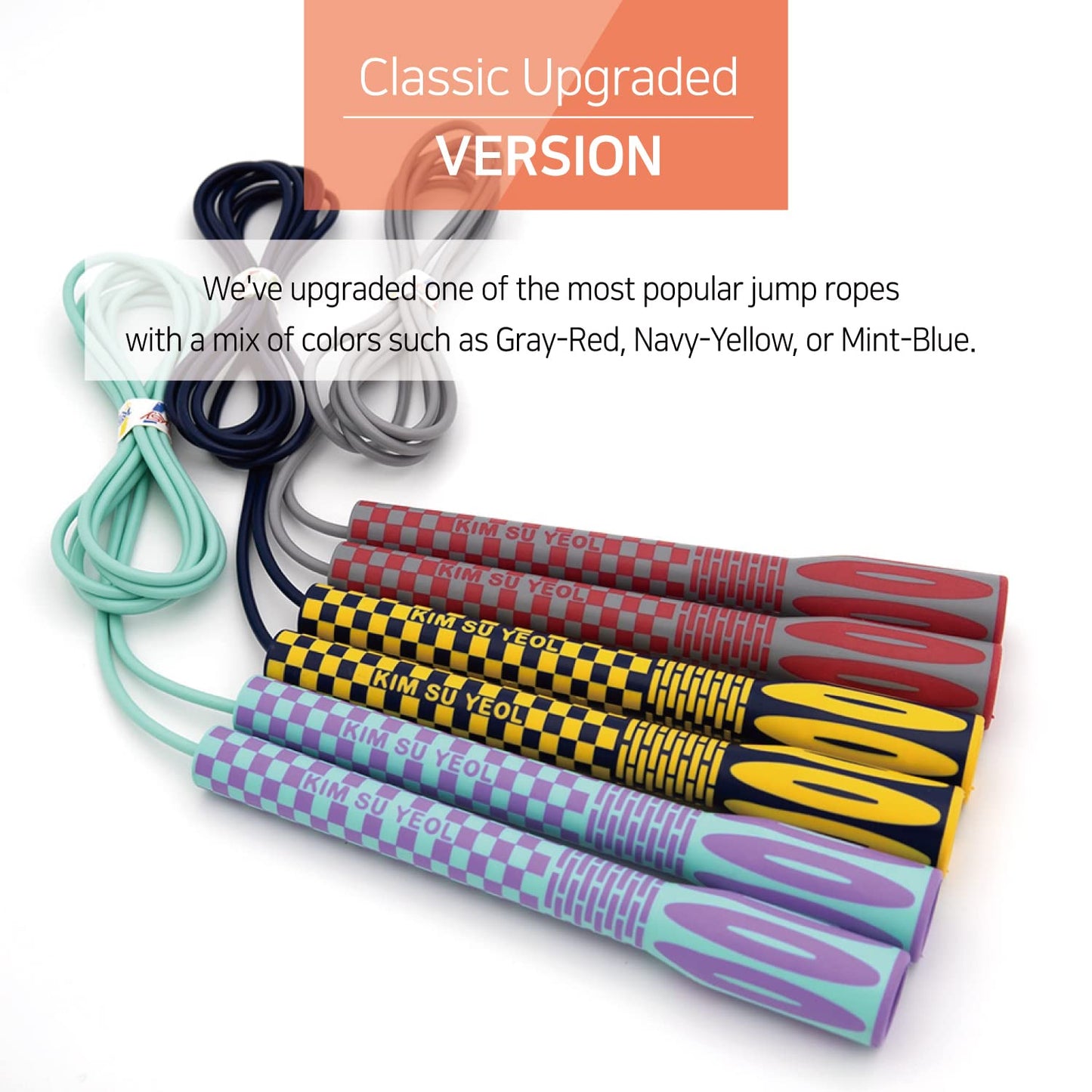 Speed Exercise Jump Rope for Men and Women - Skipping Jumping Rope for Fitness Training Workout for Adults - Great for Cardio, Boxing, CrossFit (Special Luxury, KA-220, Made in Korea) Navy-Yellow