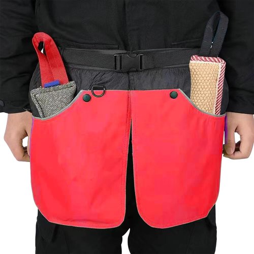 suweisua Dog Trainer Apron for Men Women with Big and Deep Pockets, Pet Handler Treat Waist Pouch for Holding Dog Stug Toy, Training Dummies, Rope (Red-L)
