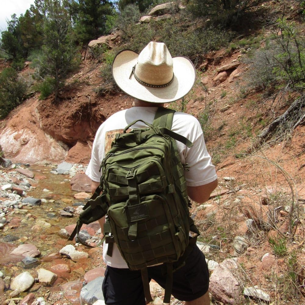 Exos Bravo Backpack - Large Military Hiking Backpack 34L - Waterproof Heavy-Duty Molle Hunting Bag for Men - Tactical Rucksack Daypack - Hydration Pack Compatible for Running, Cycling - (Coyote Tan)