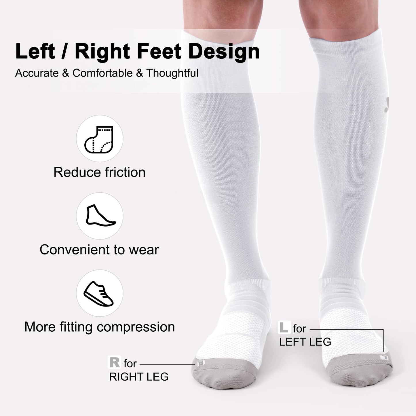 musesox Compression Socks for Women and Men,Knee High 15-20mmHg Graduated Support(3 Pairs) for Nurses,Travel,Black,Large