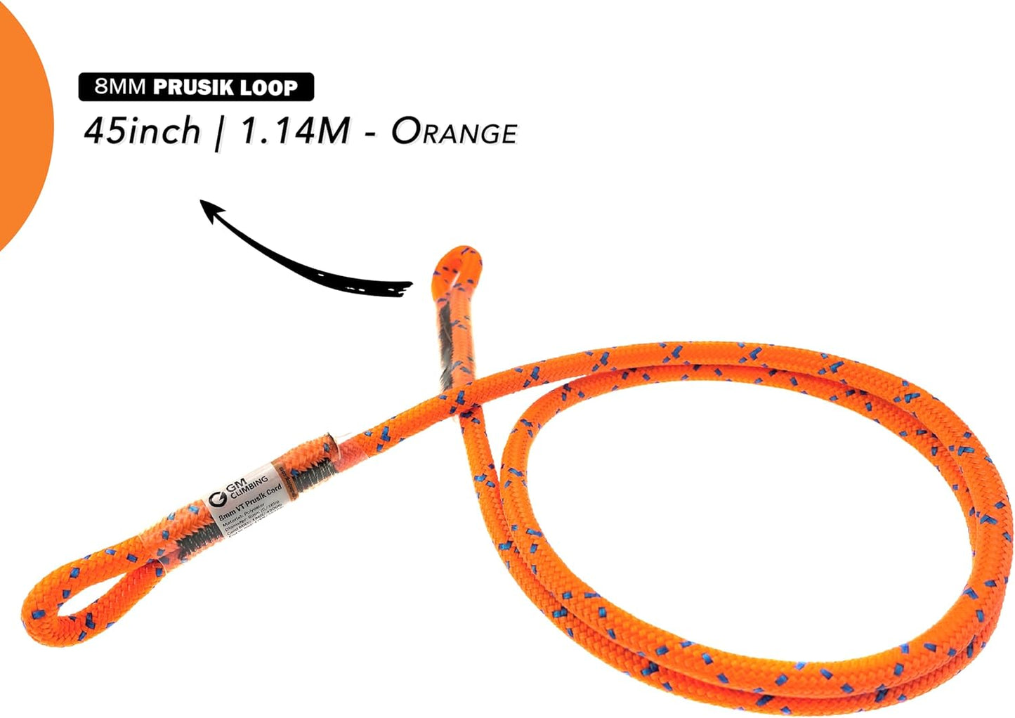 GM CLIMBING 8mm (5/16") Prusik Swen Eye-to-Eye Pre-Sewn 30 inch / 45 inch