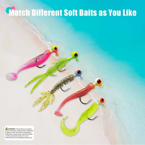 CWSDXM Fishing Jig Heads Assorted Size Round Painted Ball Head Hooks for Walleye Bass Trout Crappie Jig Heads Freshwater Saltwater,1/2oz 3/8oz 1/4oz 1/8oz 15-40pcs (10g(0.35oz)-20pcs)