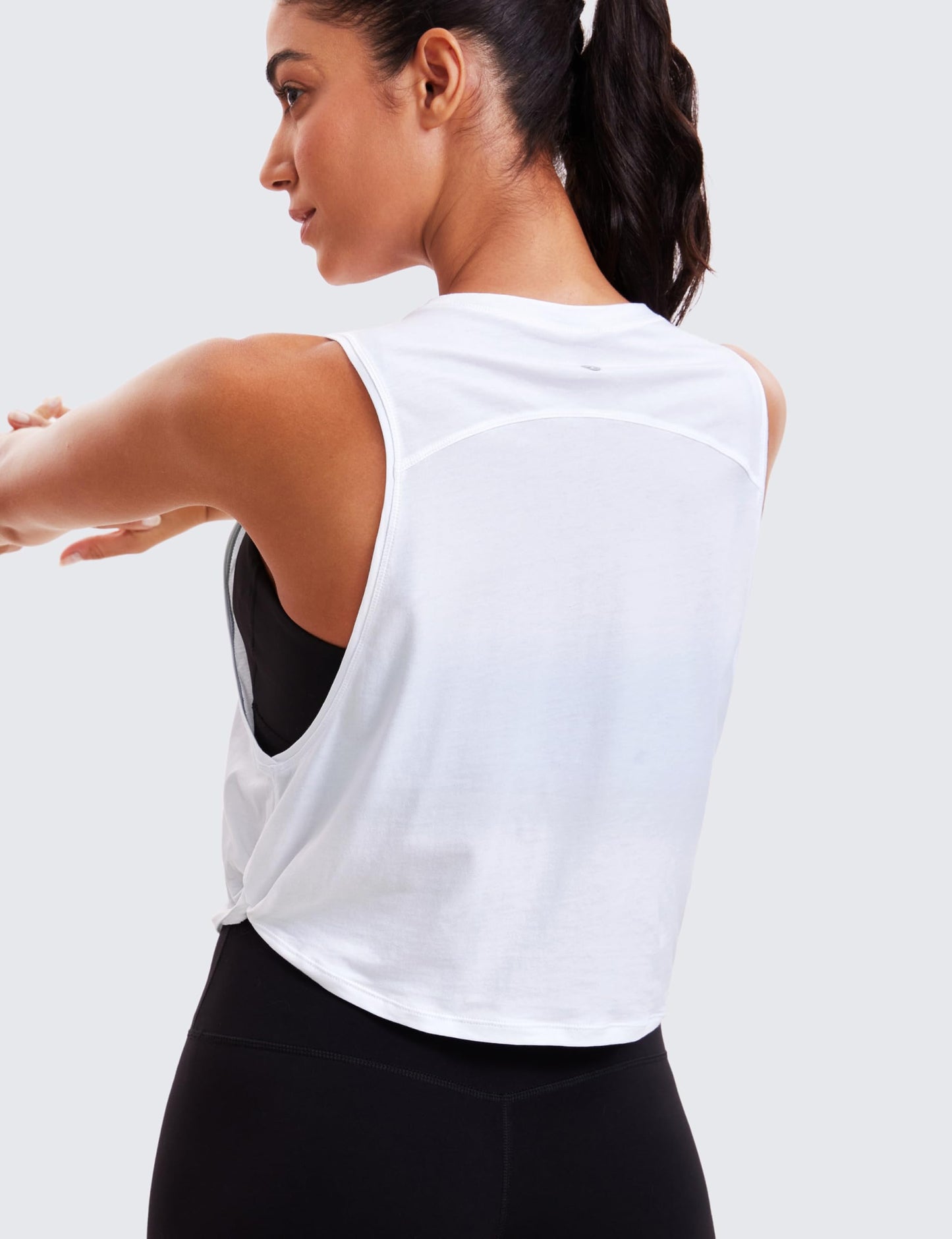 CRZ YOGA Pima Cotton Large Armhole Tank Tops for Women - Workout Sport Athletic Yoga Running Gym Loose Crop Sleeveless Shirts Deep Armhole-White X-Large