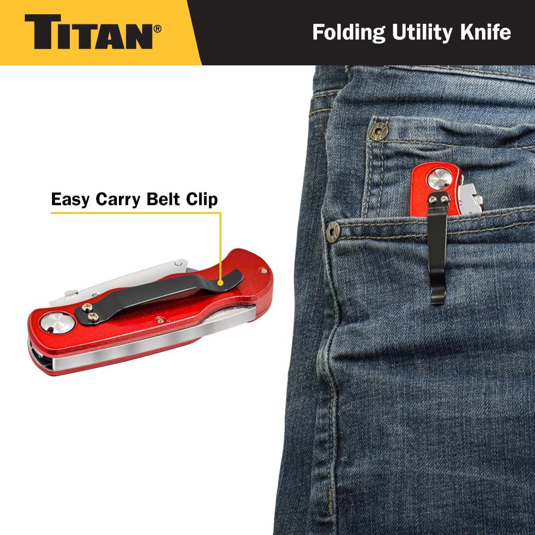 Titan 11020 Folding Pocket Utility Knife (Twin Pack - Red/Blue)
