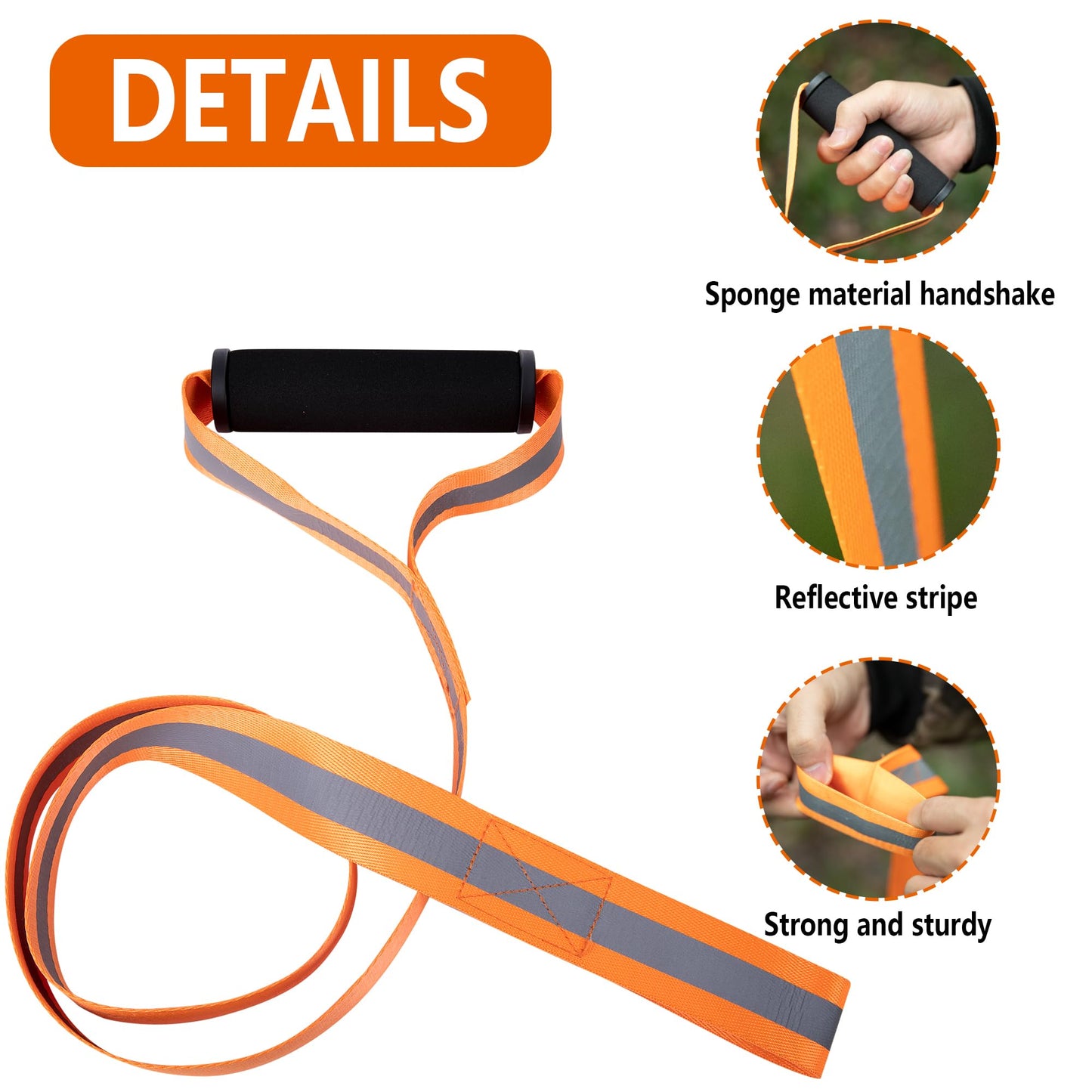 Adnee 4 Pack Deer Drag and Harness - 4.9ft Deer Drags Rope for Hunting Gear- Reflective Deer Safety Hunting Accessories with Comfort Grip Handle for Man