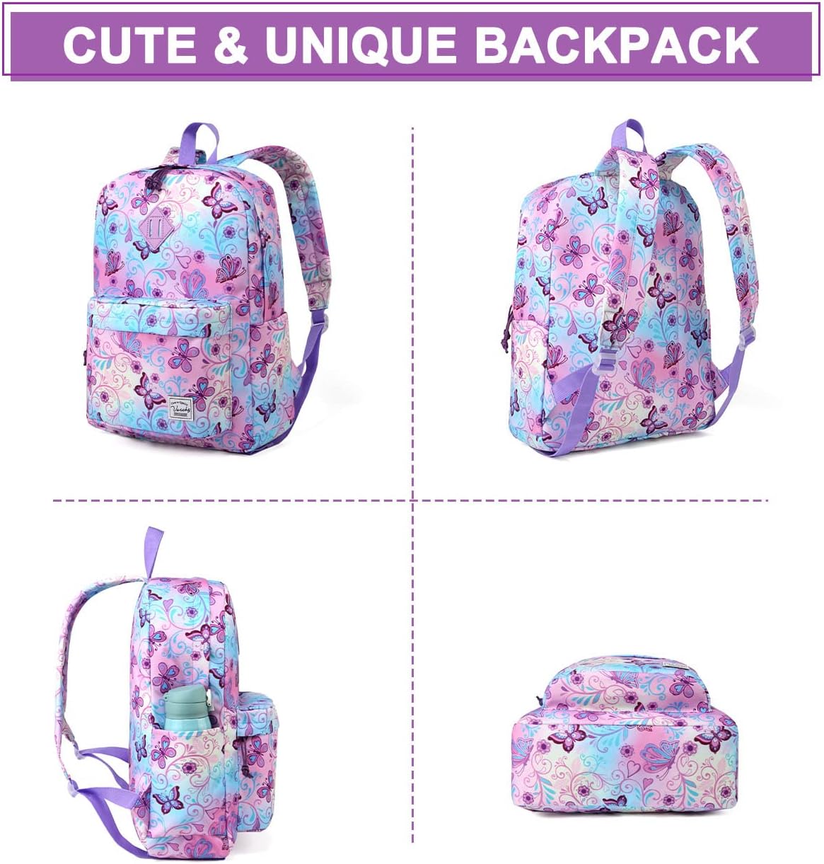 VASCHY Backpacks Handbags, Lavender, M