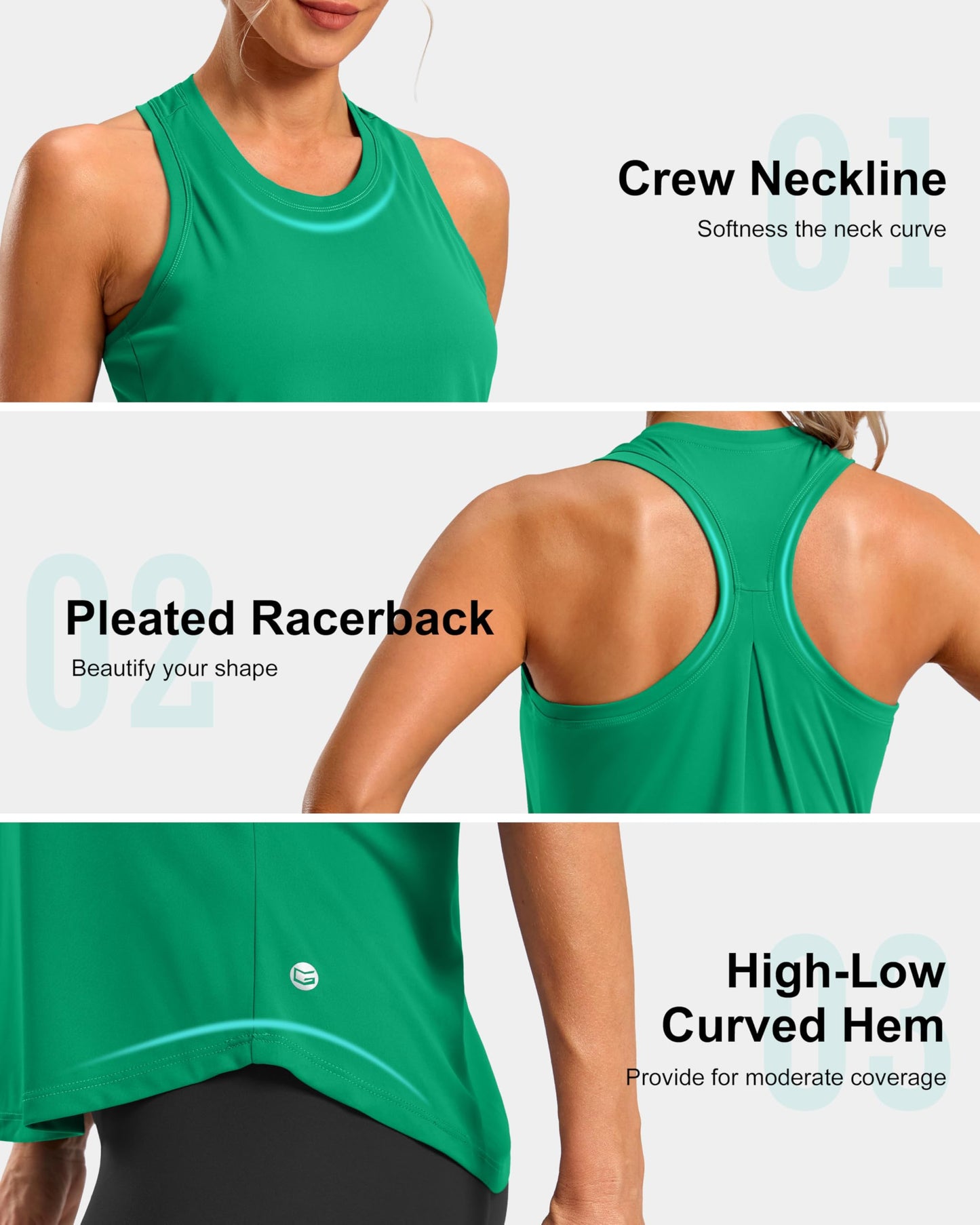 G Gradual Women's Workout Tank Tops Racerback Athletic Yoga Tops Loose Fit Sleeveless Running Gym Sports Shirts for Women(Green,XL)