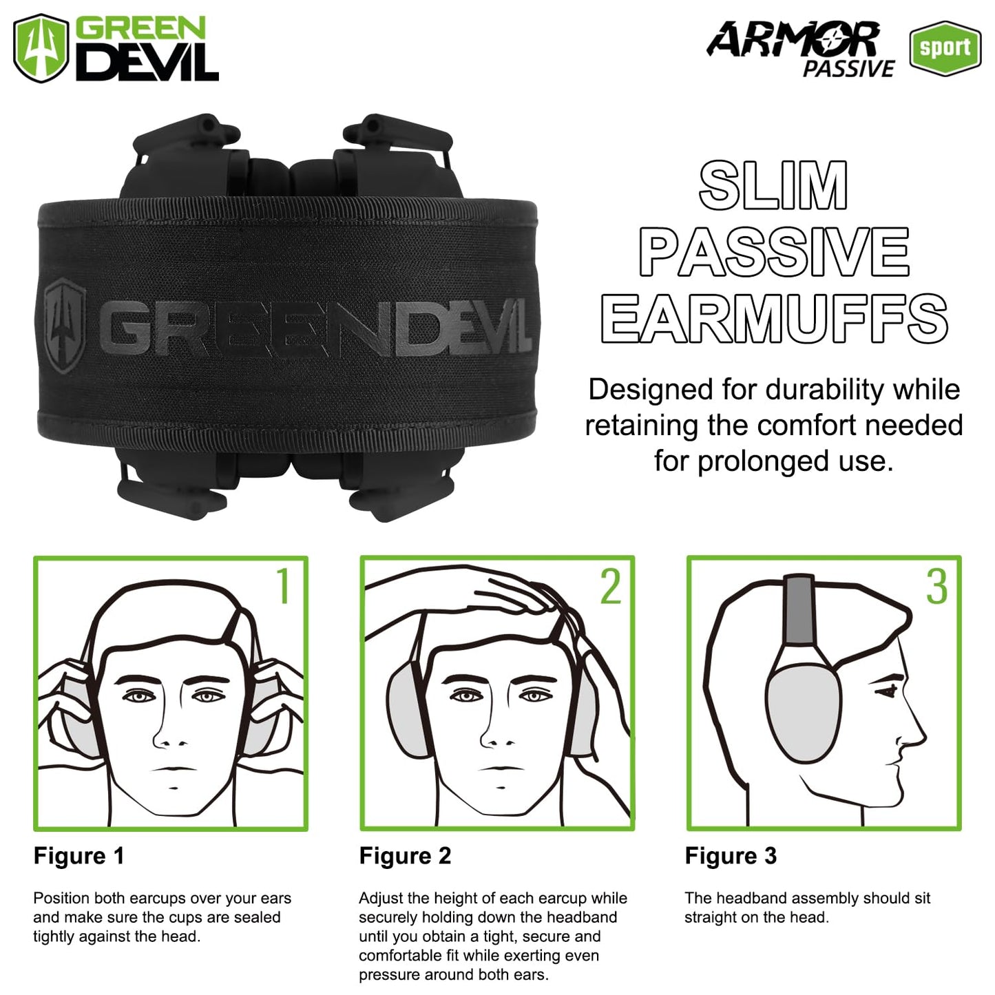 GREEN DEVIL Noise Reduction Hearing Protection Ear muffs Passive Safety Earmuffs Slim Headphones For Shooting Gun Range