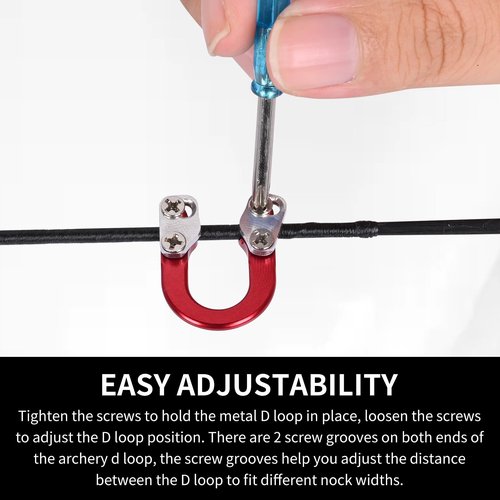 SPG 2 Sets Archery D Loop, Archery Metal D Loop for Compound Bow Release Nocking Loop with Screwdrivers Mounted on Bowstring Screw Reinforcement Compound Bow Accessories Hunting