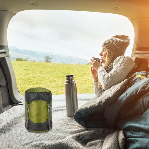 PATIKIL Compression Stuff Sack, 8L S Size Waterproof Sleeping Bag Storage Sack Portable Compression Bag for Backpacking Camping, Dark Green