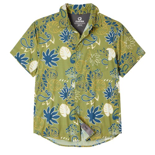 Club Ride Apparel Men's Motive Biking Shirt - Short Sleeve Cycling Jersey - Moss Stone Paisley - X-Large