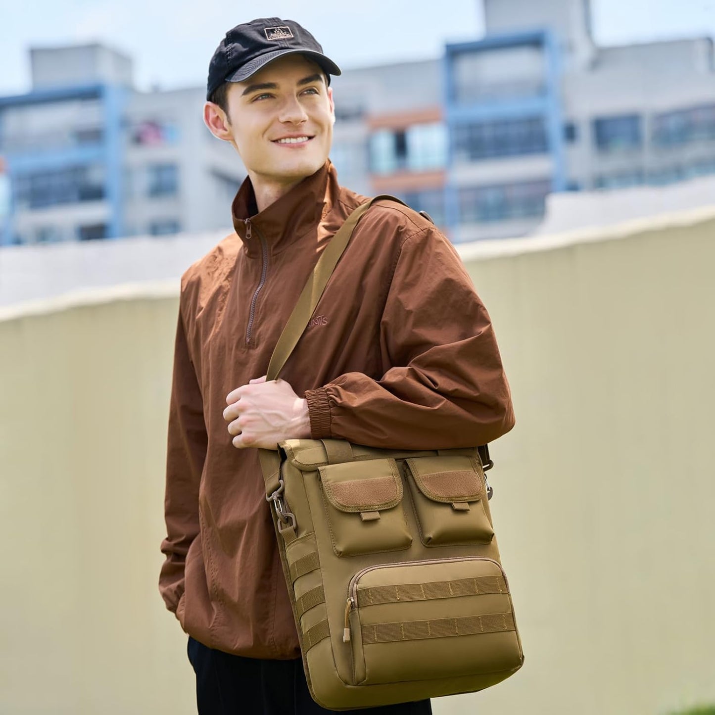 ArcEnCiel 12.9-14 Inch Laptop Tactical Messenger Bag Men MOLLE Sling Pack Briefcase Gear Handbags Utility Carry Satchel