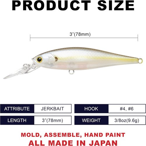 LUCKY CRAFT Pointer 78DD, Freshwater Lake Bass Fishing Lure, Jerkbait, Suspending, Tournament Winning, Deep Diver, Fishing Gear, Fishing Accessories, Fishing Tackle