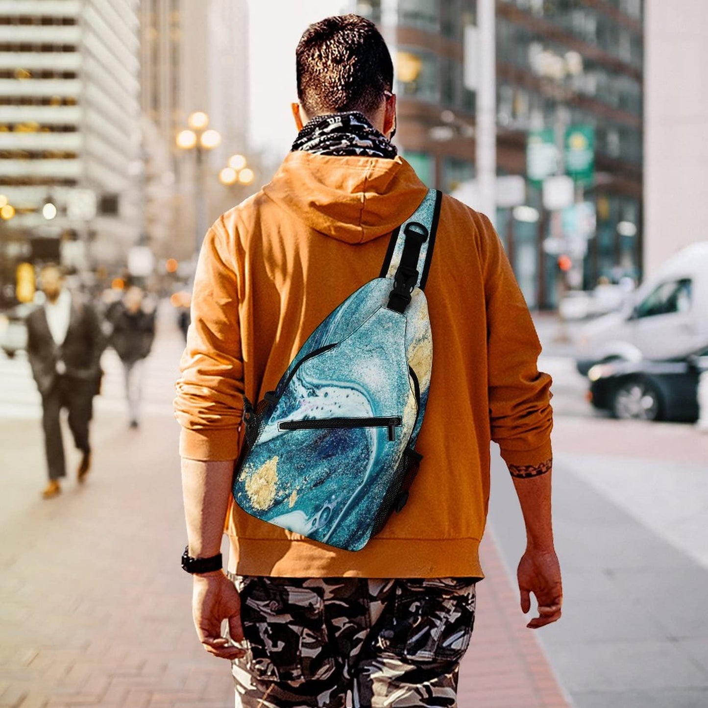 IMPCOKRU Sling Bag for Men Women Crossbody Backpack Marble,Lightweight Shoulder Backpack for Causal Sport Travel Hiking.