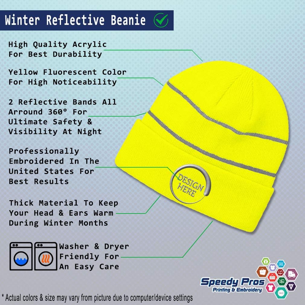 Speedy Pros Reflective Beanie for Men & Women Volunteer Firefighter Embroidery 1 Size