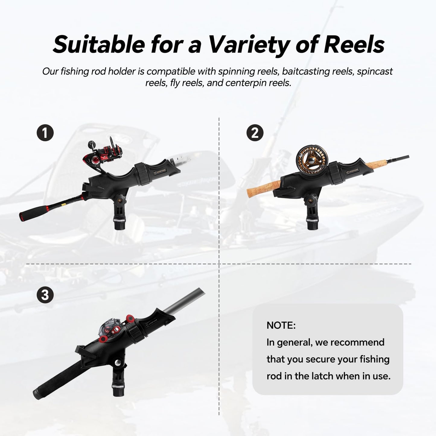 Hitorhike Fishing Rod Holder Universal Fit Kit with Mount Allows for 360-degree Adjustment Kayak Fishing Boat Rod Holder (Fishing Rold Holder x1+Mini Track Mount x1)