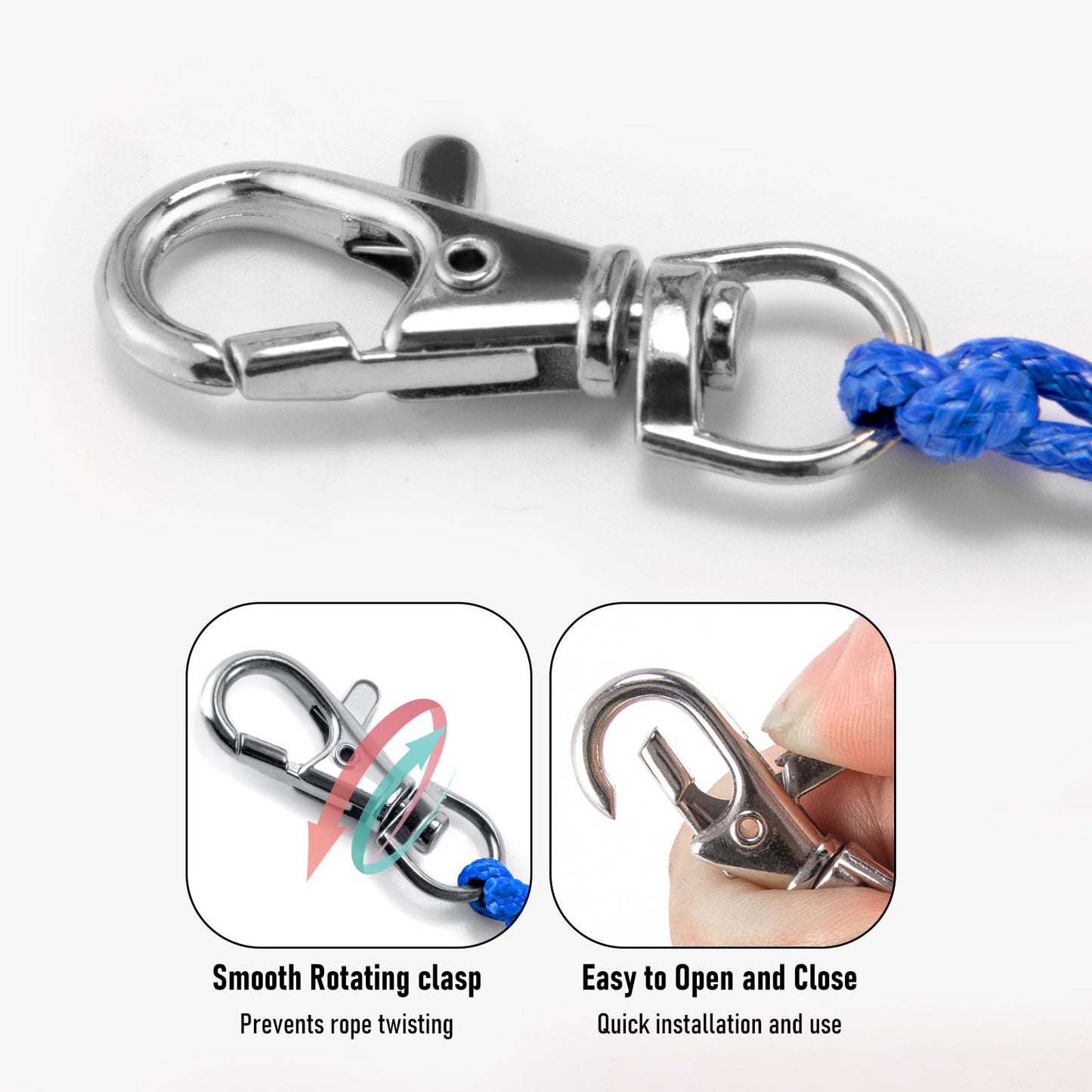 Alwonder Fish Stringer 16ft, Fishing Stringer with Stainless Steel Swivels Snaps Locks and Heavy Duty Ground Pillar, Stringers Fishing Gear for Trout Bass Salmon Walleye