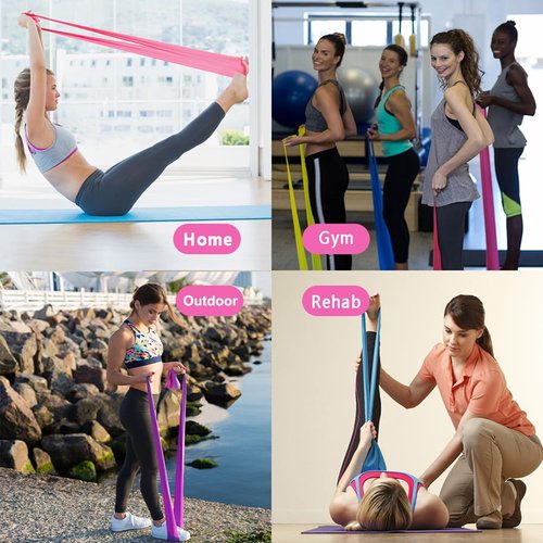 GYMOVE Resistance Bands Set, Long Exercise Bands for Arms, Shoulders, Legs and Butt, Workout Stretch Bands for Physical Therapy, Gym, Yoga