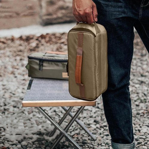 Azarxis Camping Travel Cooking Utensils Organizer Bag Cookware Storage Bag Portable Small Stuff Case for Storing Flatware Cutlery Digital Accessories Cosmetics Makeup Brushes (Dark Green)