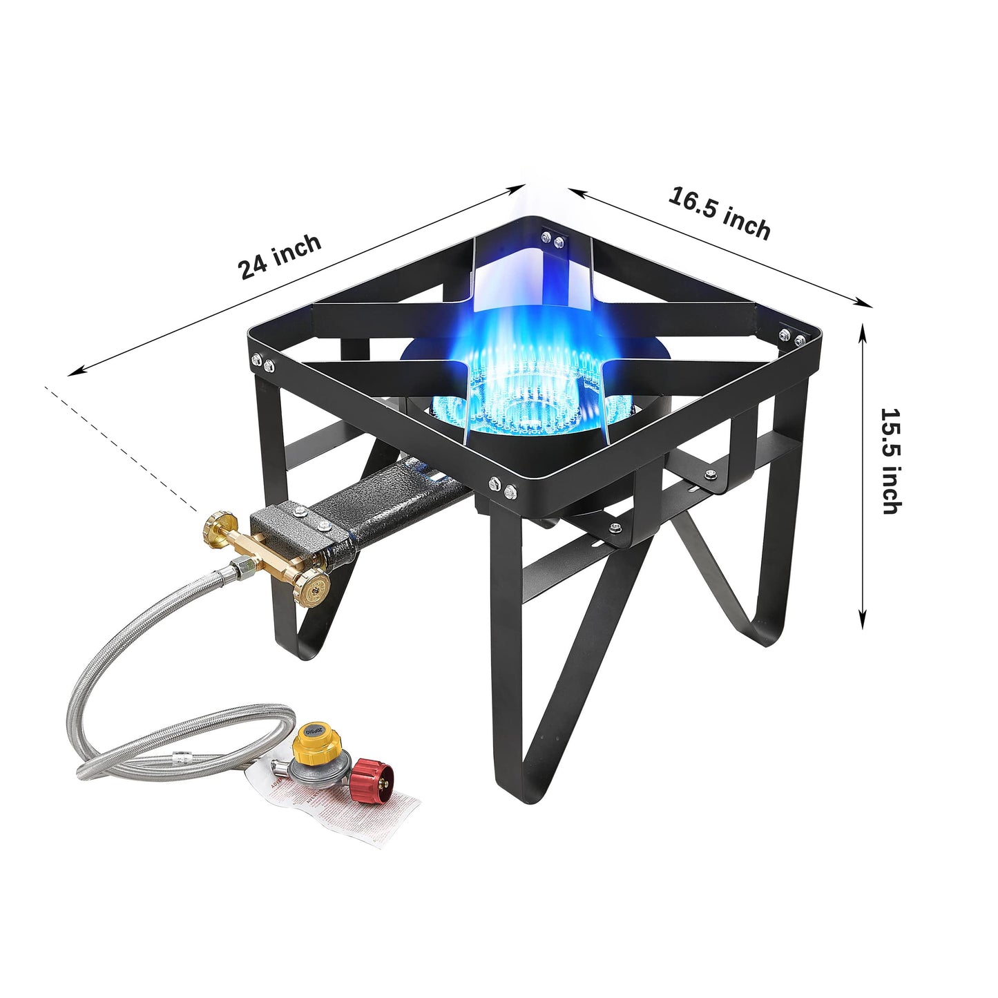 Vivicreate 185000 BTU High Pressure Propane Burner Outdoor Gas Stove Single Burner Cooktop for Turkey Fryer Seafood Boil Brewing BBQ Camping Stove Estufa de Gas Portátil Fogón de Gas 2 valve