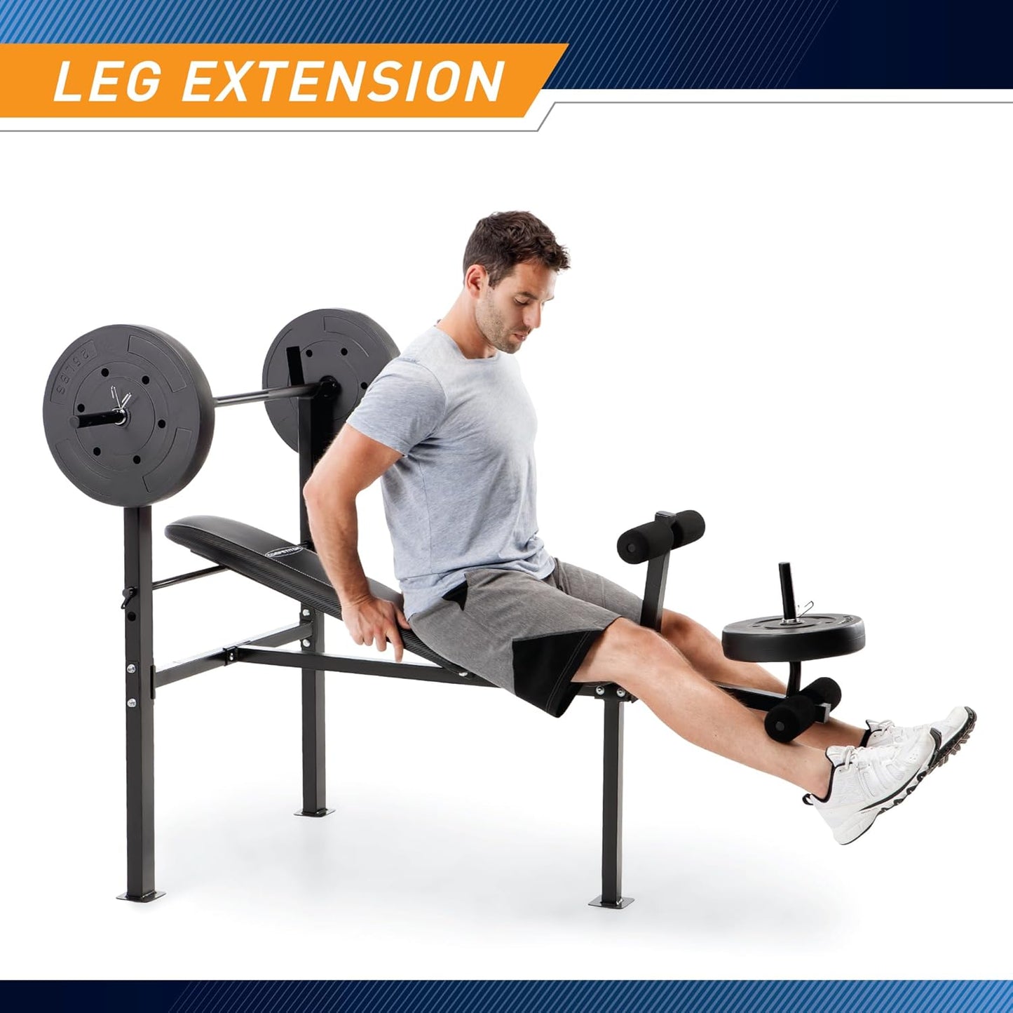 Marcy Standard Weight Bench with 80lbs to 100 lbs Vinyl-Coated Weight Set for Strength Training, Weight Lifting for Personal Home Gym