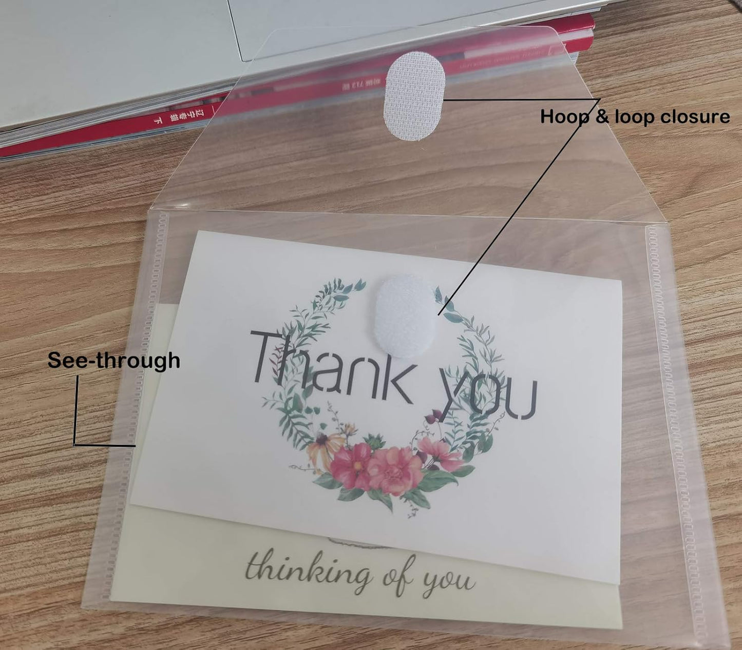 5x7 Small Plastic Envelopes Hook Loop Closure Receipt Storage Holder 40 Pack