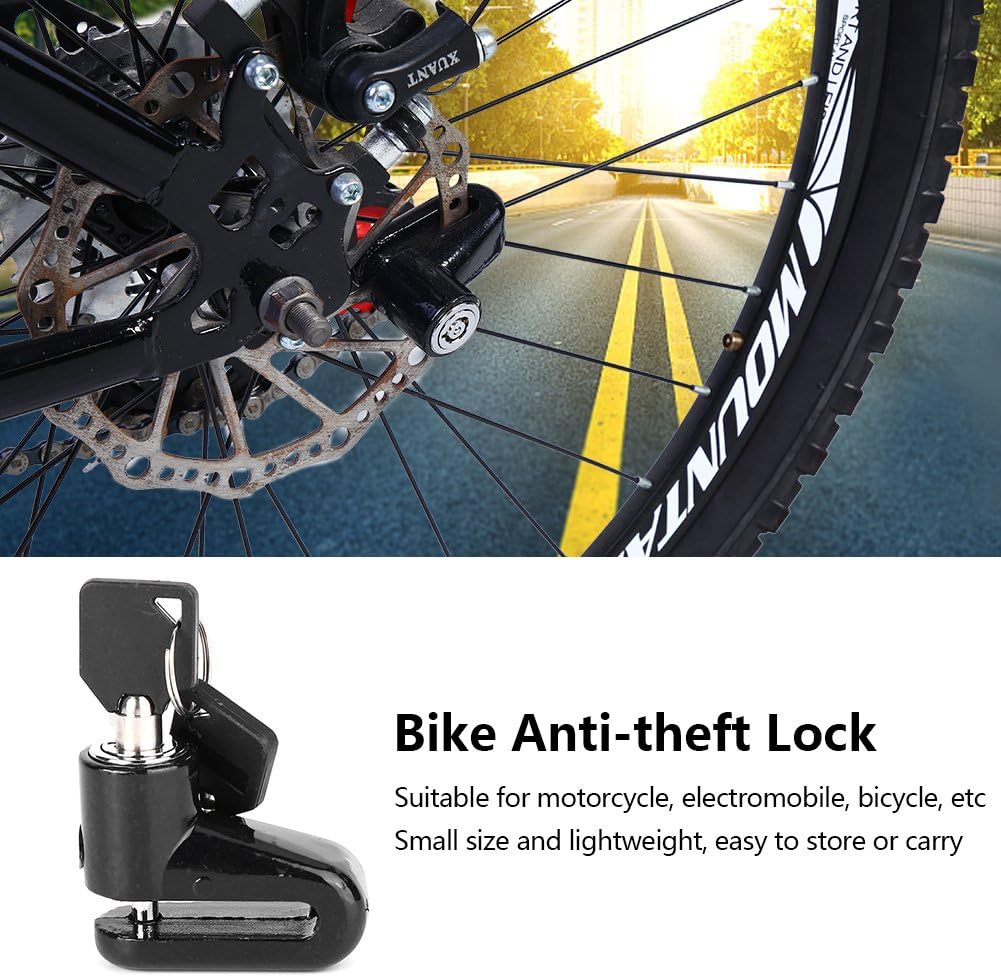 Tbest Disc Brake Lock Mini Anti-Theft Wheel Security Lock with Plastic Frame & Keys for Mountain Road MTB Bike Cycling Rotor Disc Brake Wheel Lock 3 Colors