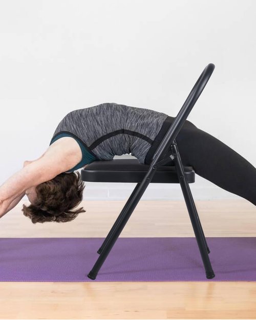 CIGOCIVI Yoga Auxiliary Chair Backless Relieve Neck and Back Pain Chair Foldable Balance Handstand Training Tool Alloy Steel (Black)
