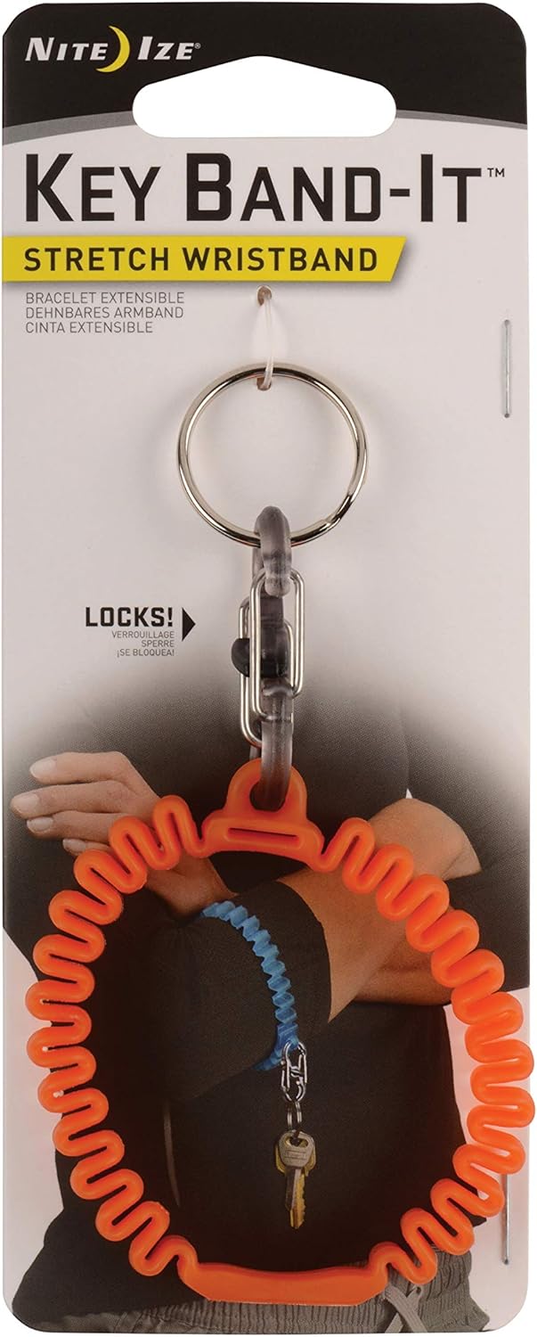 Nite Ize KWB-03-R6 Key Band-It, Stretch Wristband Key Chain With S-Biner Clip, Blue