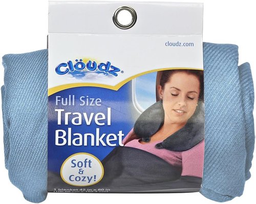Cloudz Cozy Compact Airplane Travel Blanket for Your Flight, Car, Camping, Home or Comforting Warmth Anywhere! - Light Pink