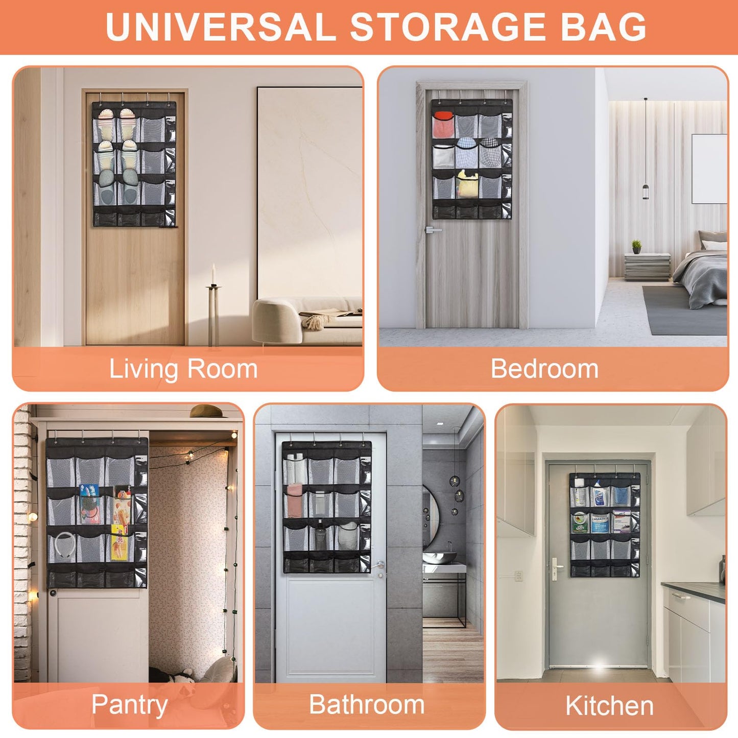 JUQINME Water Bottle Organizer for Stanley Cup, 9 Large Capacity Pockets Water Bottle Holder for Stanley 40oz Tumbler Hanging Bag Over the Door for Stanley Cup Accessories Lids Kitchen Cabinet Pantry