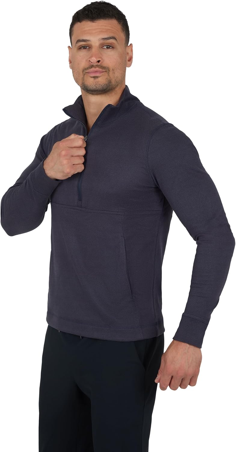 90 Degree By Reflex Soft Half Zip Pullover Long Sleeve Workout Running Shirt for Men