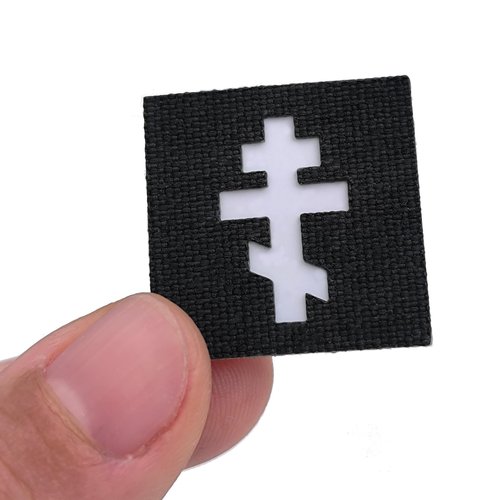 Mini Orthodox Cross Crucifix Tactical Morale Patch [Black, White]